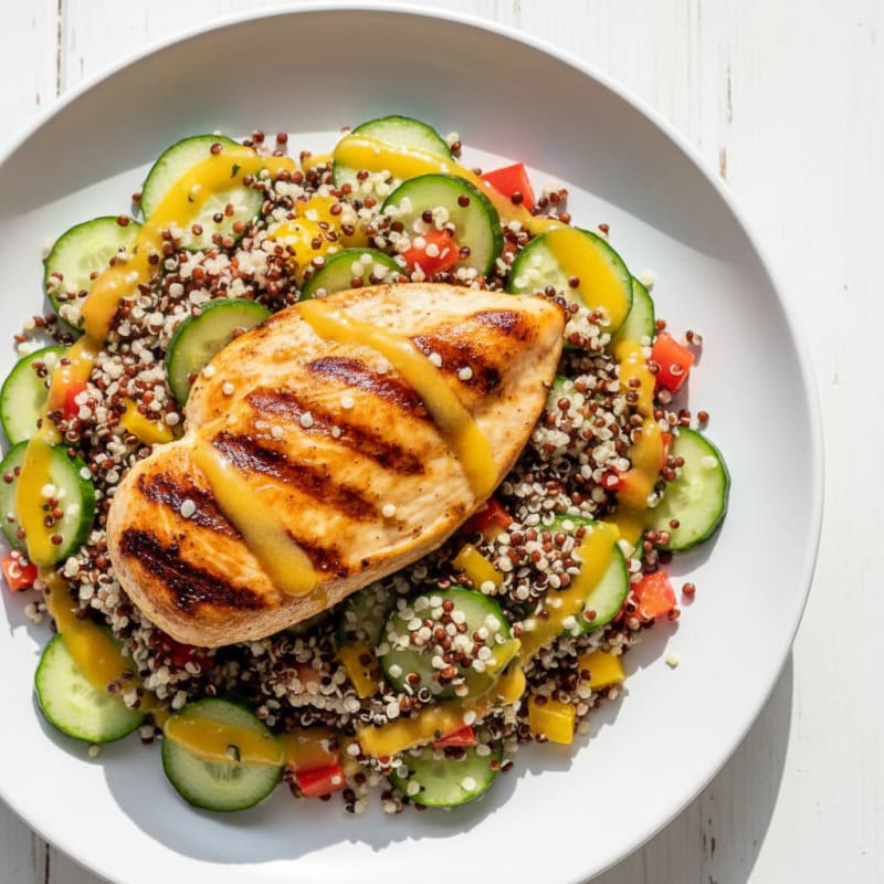 Grilled Chicken Breast with Crunchy Quinoa Salad