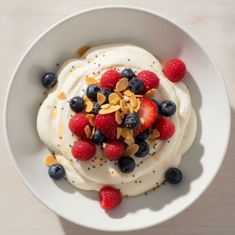 Greek Yogurt Protein Mousse with Mixed Berries