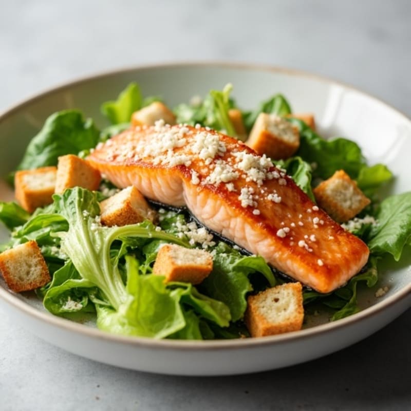 Pan-Seared Salmon Fresh Caesar Salad