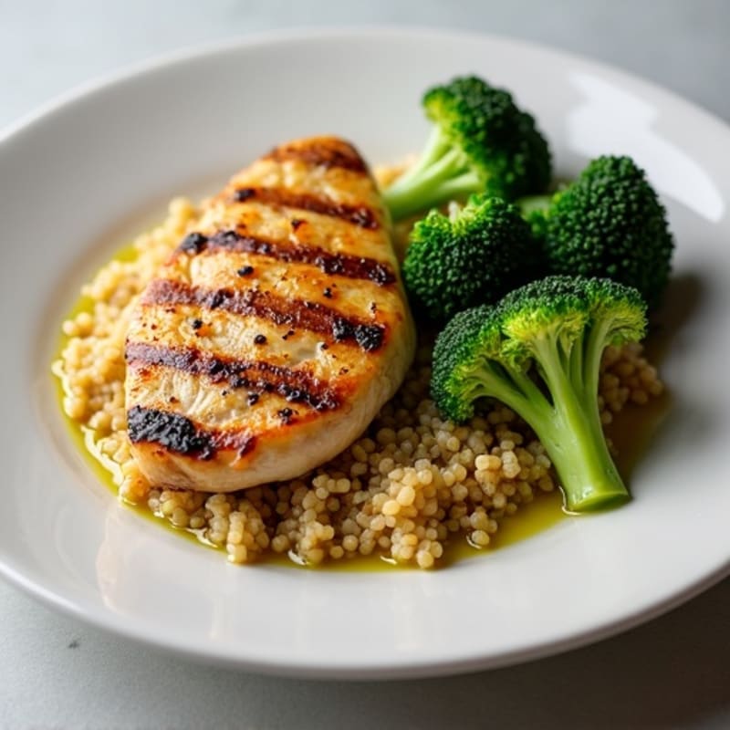 Grilled Chicken Breast with Roasted Broccoli and Quinoa