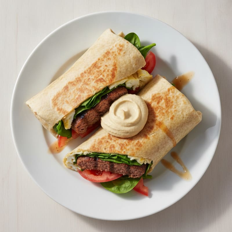 Grilled Boca Burger Wrap with Spinach and Tomato in Carb Smart Tortilla