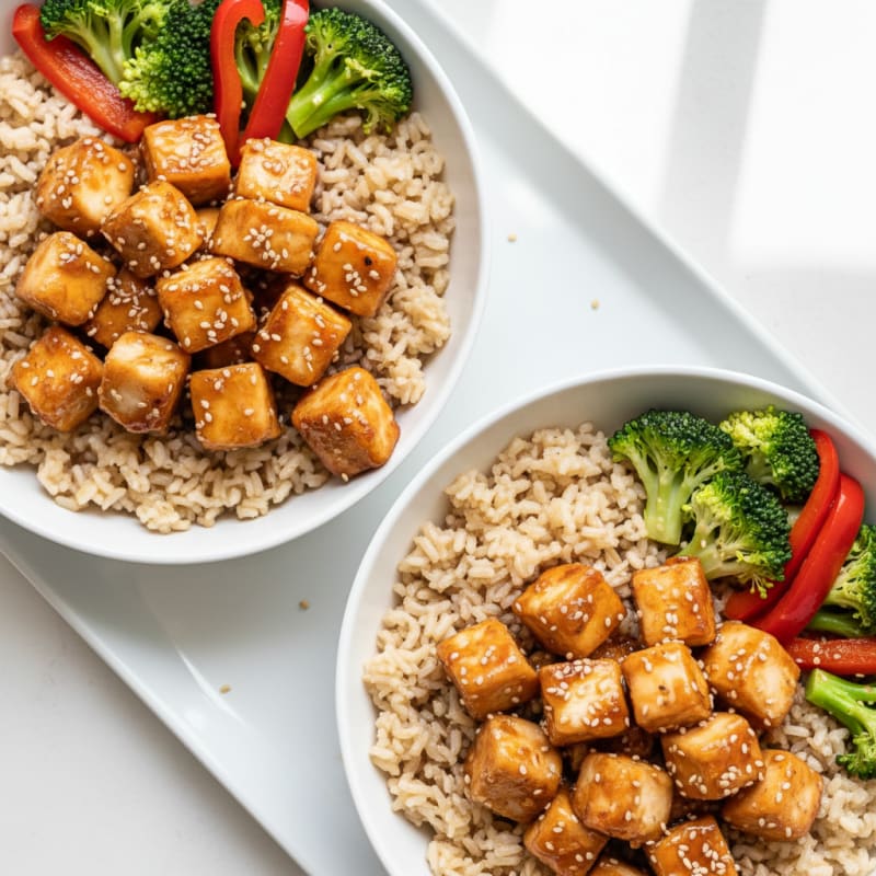 Crispy Honey-Garlic Chicken Bowls