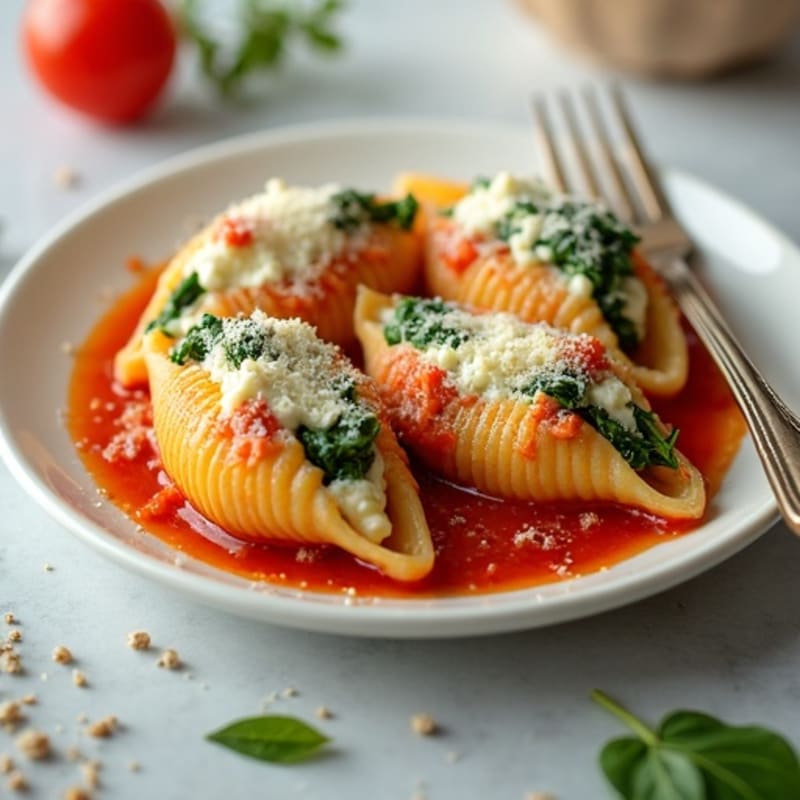 Creamy Ricotta-Spinach Stuffed Pasta Shells