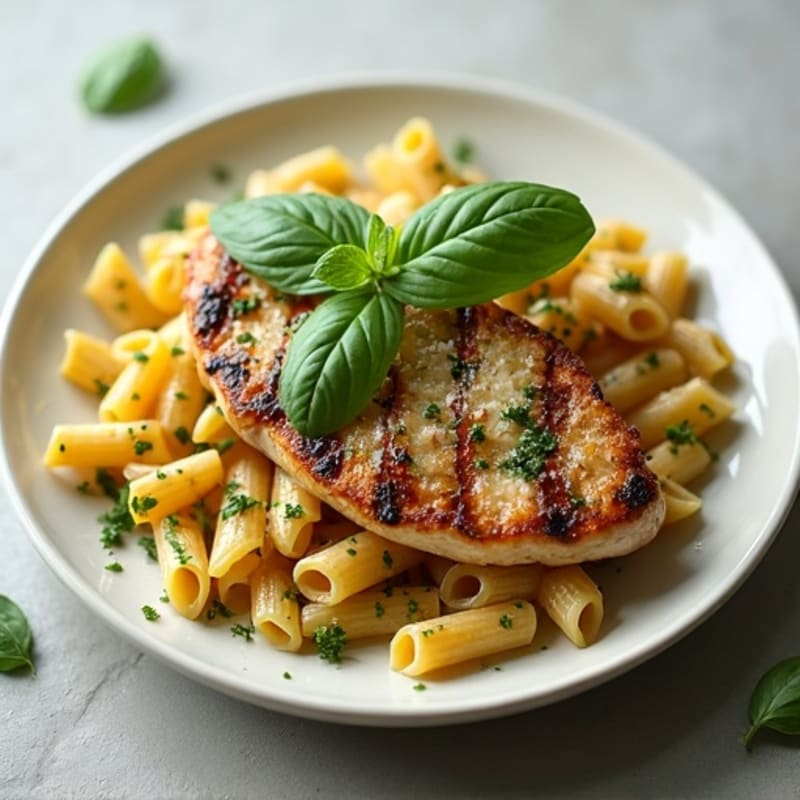 Pan-Seared Chicken with Fresh Pesto Whole Wheat Pasta