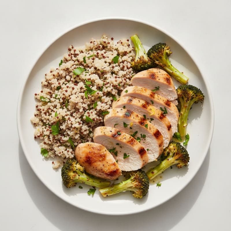 Grilled Turkey Breast with Quinoa and Roasted Broccoli