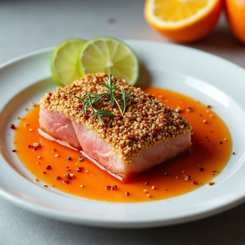 Sesame-Crusted Seared Tuna with Spicy Citrus Sauce