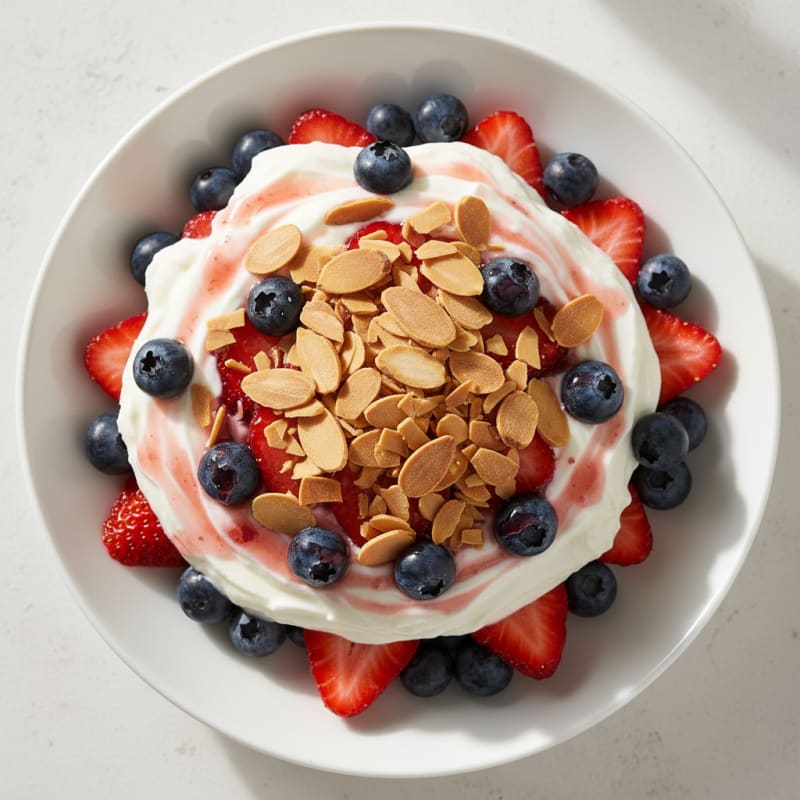 Greek Yogurt Protein Parfait with Almonds and Berries