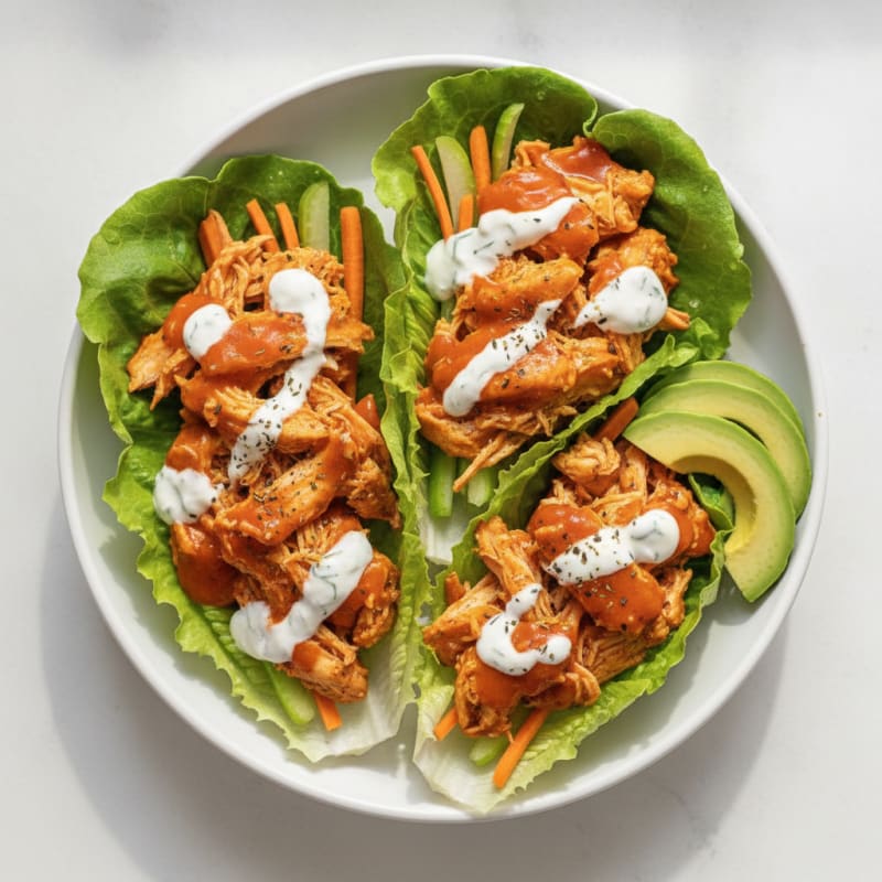 Buffalo Ranch Chicken Lettuce Wraps