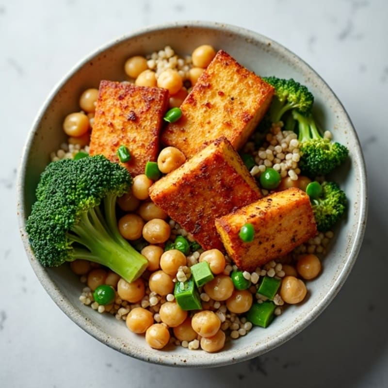Crispy Baked Tofu Buddha Bowl with Quinoa