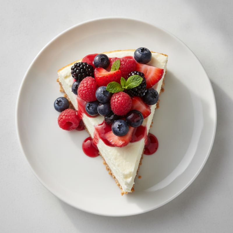 Greek Yogurt Protein Cheesecake with Mixed Berries