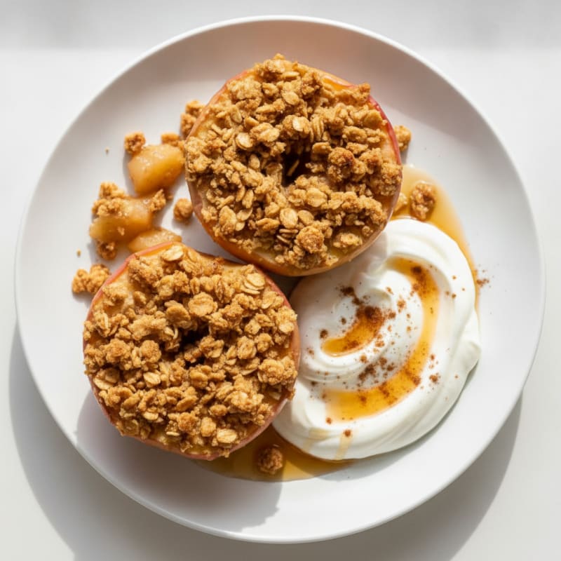 Baked Apples with Vanilla Protein Crumble