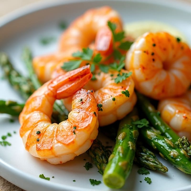 Pan-Seared Lemon Herb Shrimp with Roasted Asparagus