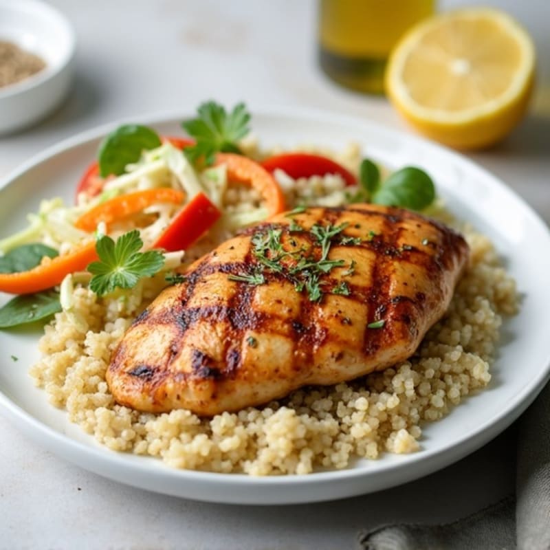 Grilled Chicken Breast with Crunchy Cabbage Slaw