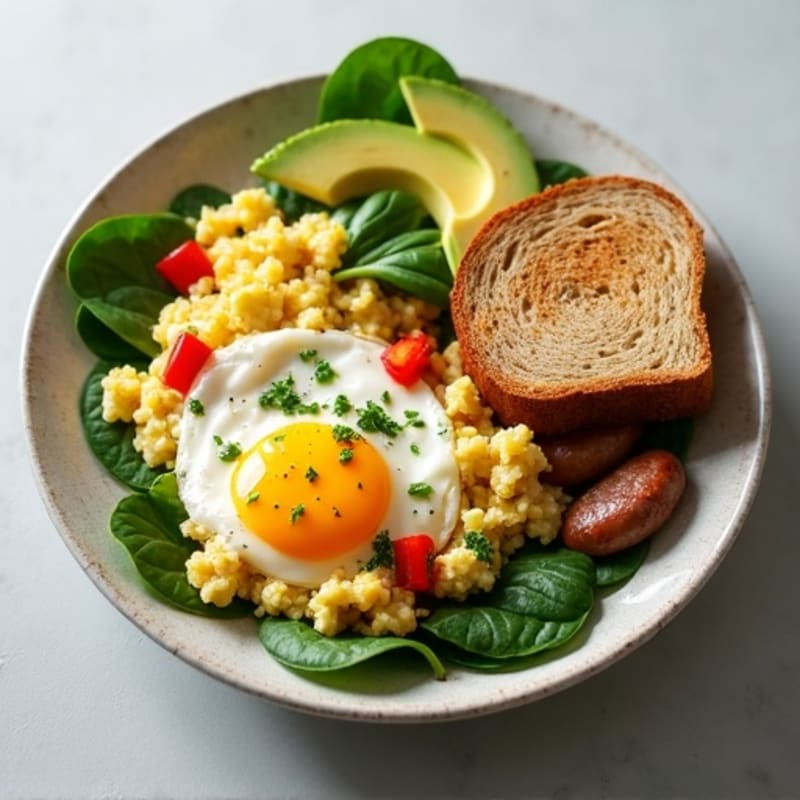 Egg White Scramble with Spinach and Turkey Sausage