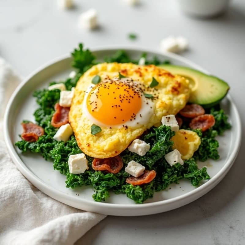 Egg White Scramble with Sautéed Spinach and Turkey Bacon