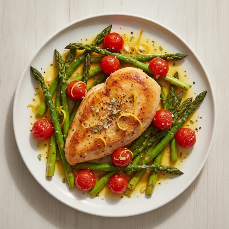 Lemon Herb Roasted Chicken with Asparagus