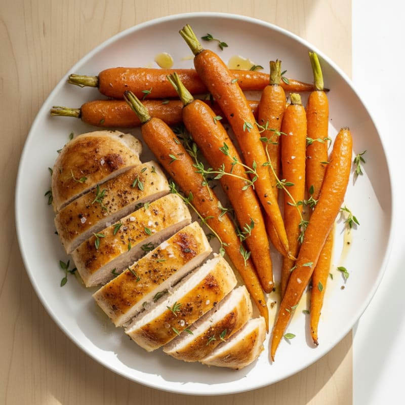 Maple-Glazed Roasted Carrots with Herb Chicken