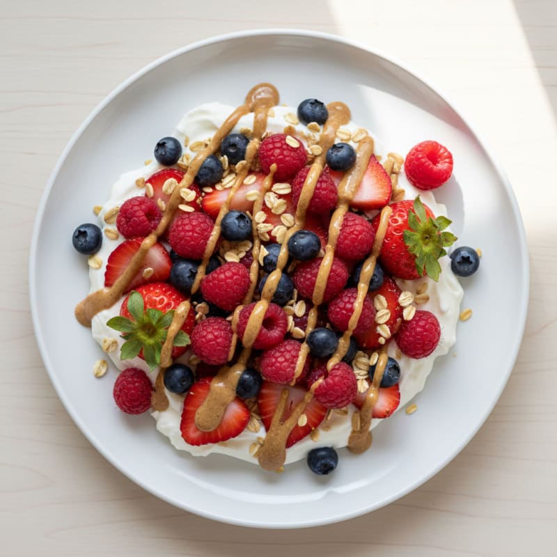Greek Yogurt Protein Parfait with Mixed Berries and Almond Butter