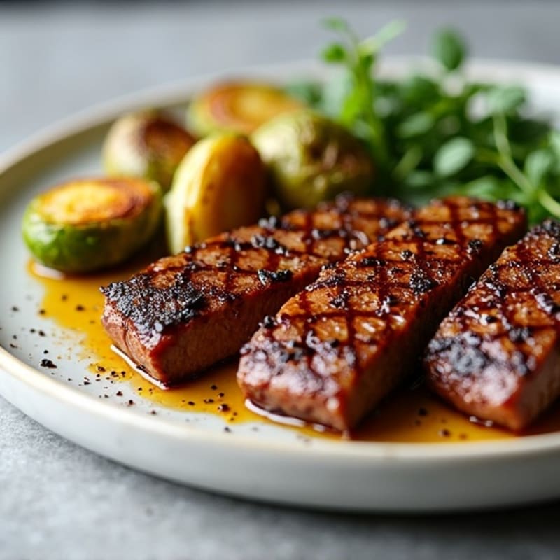 Pan-Seared Tender Venison with Crispy Roasted Brussels Sprouts