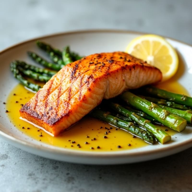 Crispy Pan-Seared Salmon with Roasted Asparagus