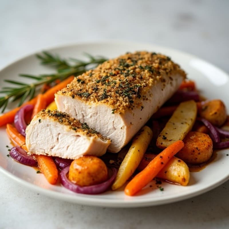 Herb-Crusted Turkey Breast with Roasted Root Vegetables