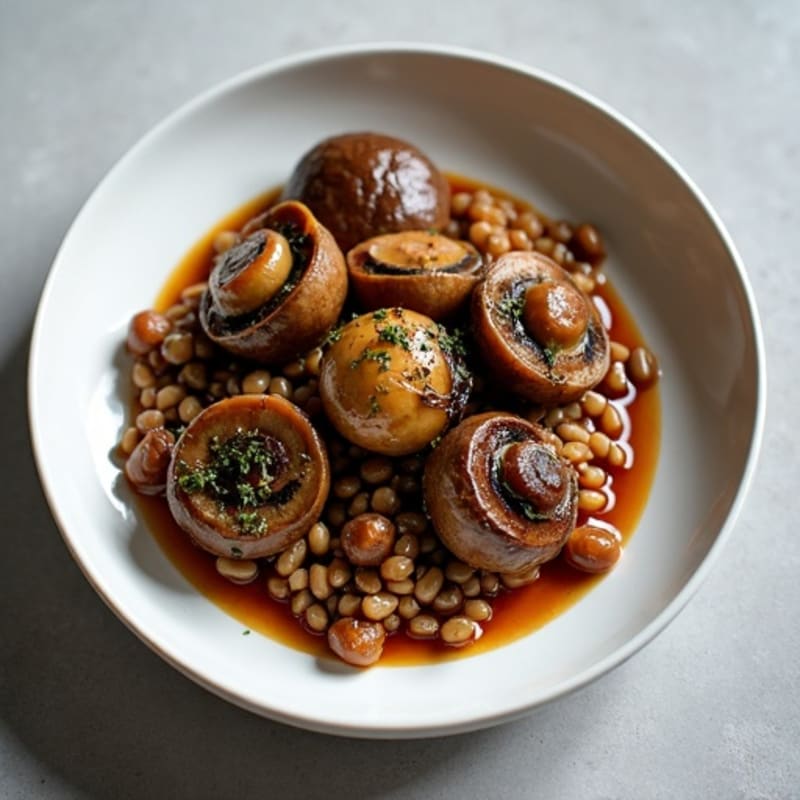 Red Wine Braised Mushrooms with Pearl Onions