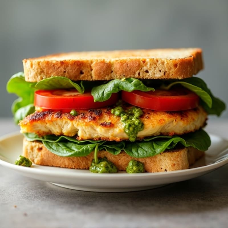 Toasted Whole Grain Pesto Chicken Sandwich