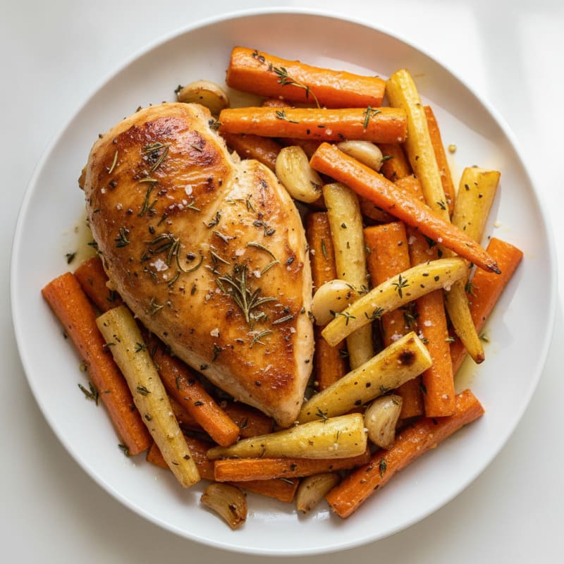 Herb-Roasted Chicken with Golden Root Vegetables