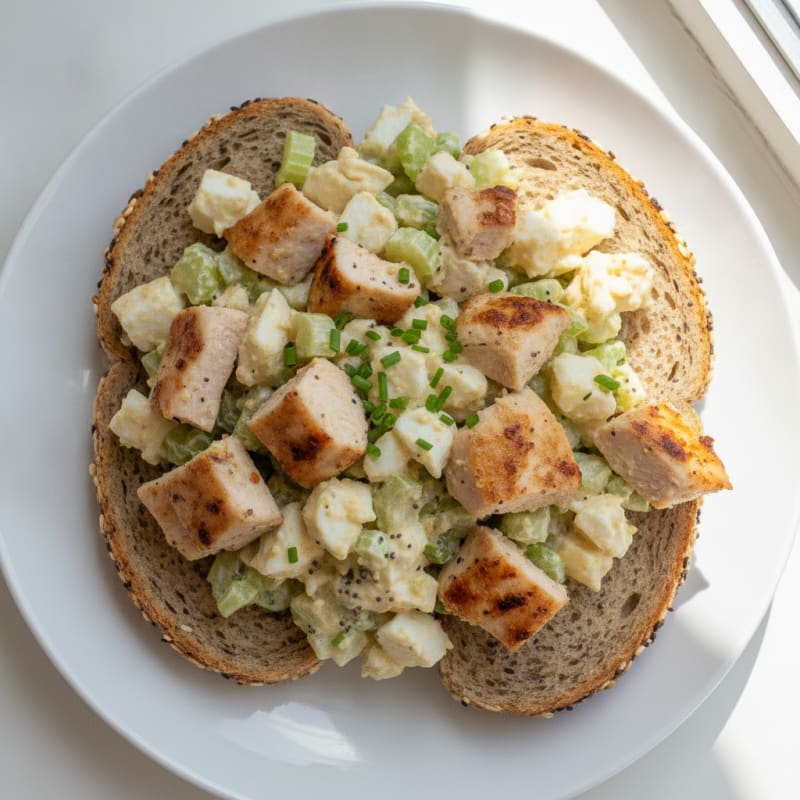 Grilled Chicken and Egg White Salad with Multi Seed Bread