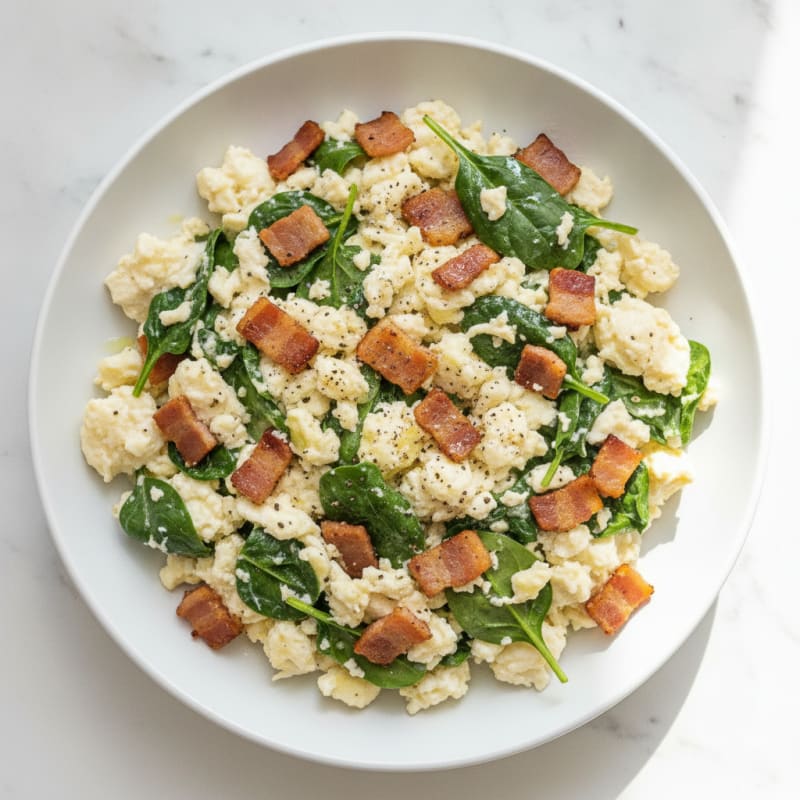 Egg White Scramble with Spinach and Turkey Bacon
