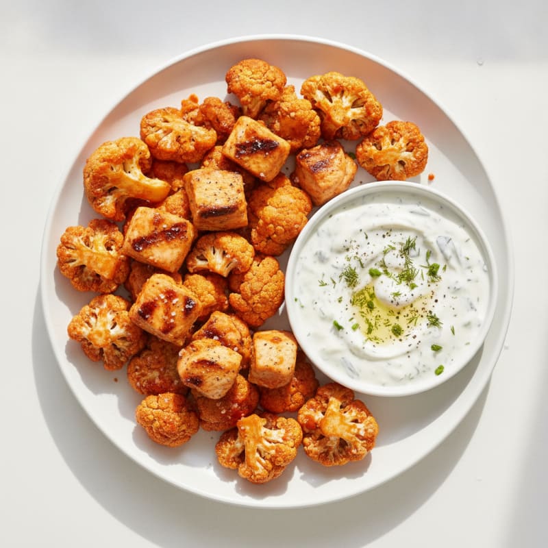 Buffalo Cauliflower Bites with Ranch Dip