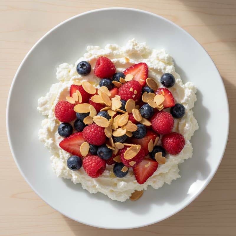 Cottage Cheese Protein Bowl with Mixed Berries and Almonds