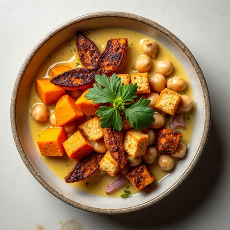 Roasted Sweet Potato and Pumpkin Curry Bowl with Crispy Paprika Tofu