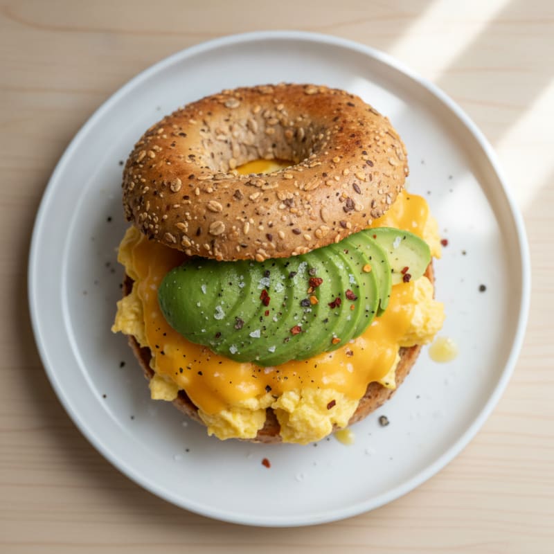 Egg, Cheese, and Avocado Breakfast Bagel