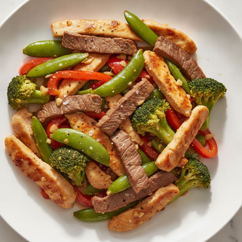 Chicken and Beef Stir-Fry with Vegetables