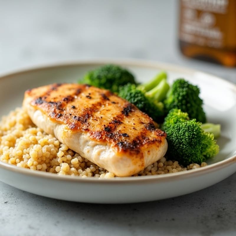 Grilled Chicken Breast with Quinoa and Steamed Broccoli