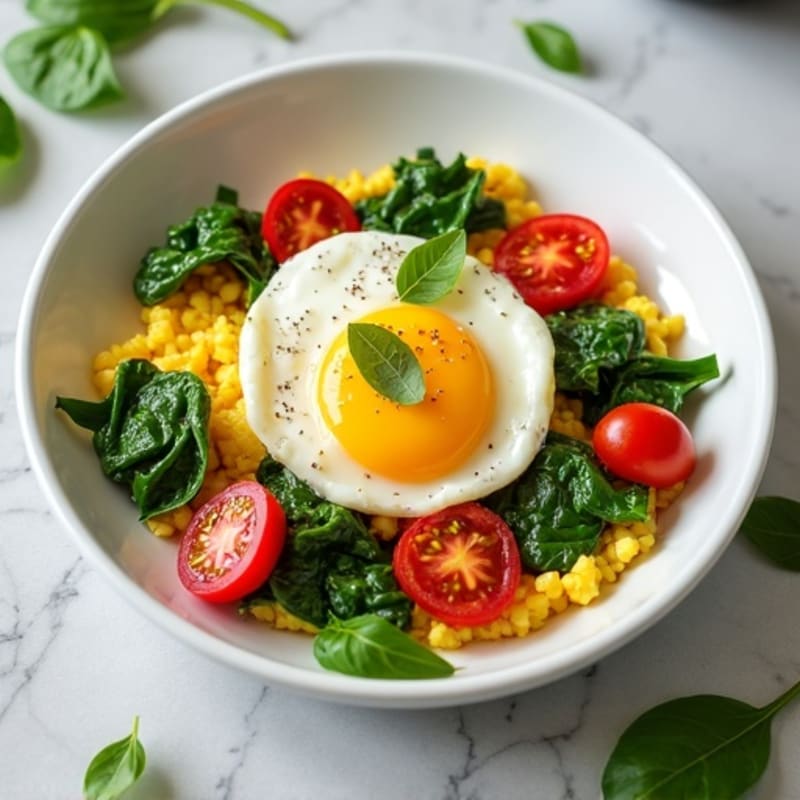 Egg White Spinach Scramble with Tomato