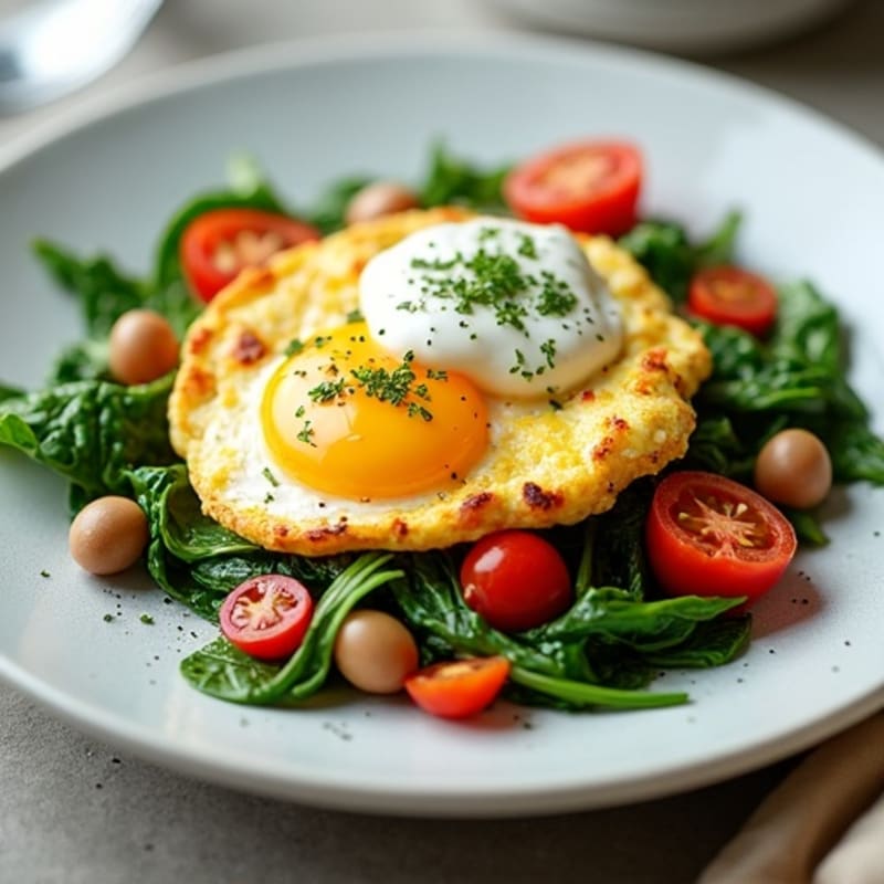 Egg White Spinach Scramble with Cottage Cheese and Fresh Tomatoes