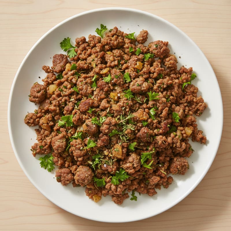 Pan-Seared Ground Beef with Savory Herbs