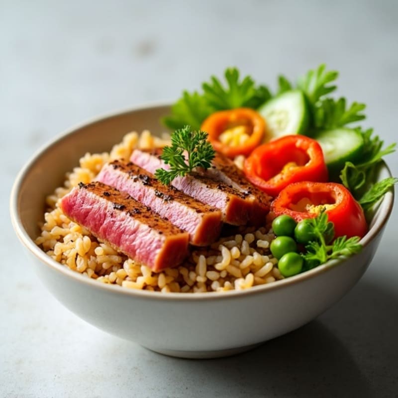 Fresh Tuna and Vegetable Rice Bowl with Sesame Dressing