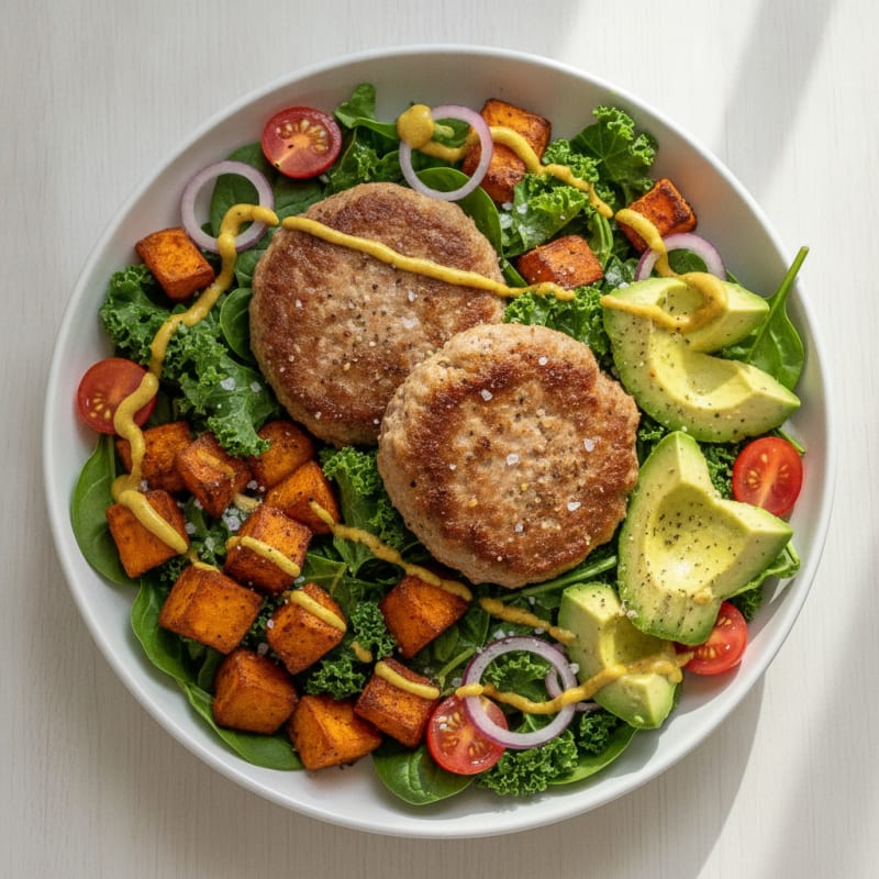 Turkey Burger Bowl with Sweet Potato