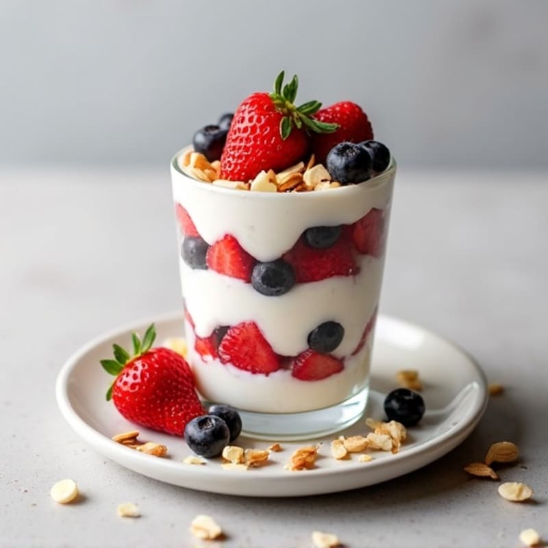 Creamy Greek Yogurt Protein Parfait with Mixed Berries and Almonds