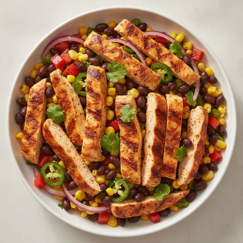 Spicy Black Bean and Corn Salad with Chili-Lime Chicken