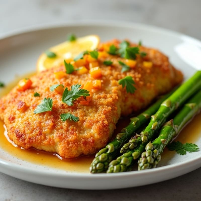 Crispy Baked Orange Chicken with Roasted Asparagus