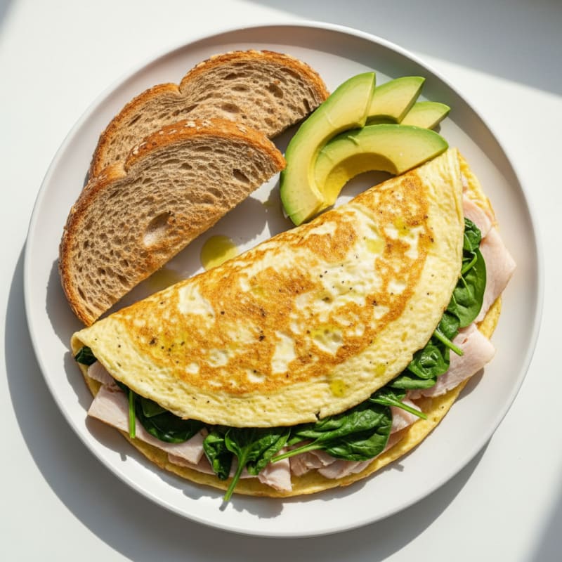 Egg White Omelet with Turkey Breast and Spinach
