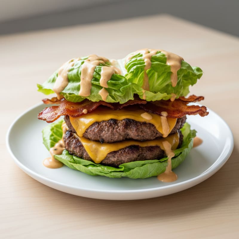 Double Bacon Cheeseburger with Zesty Secret Sauce