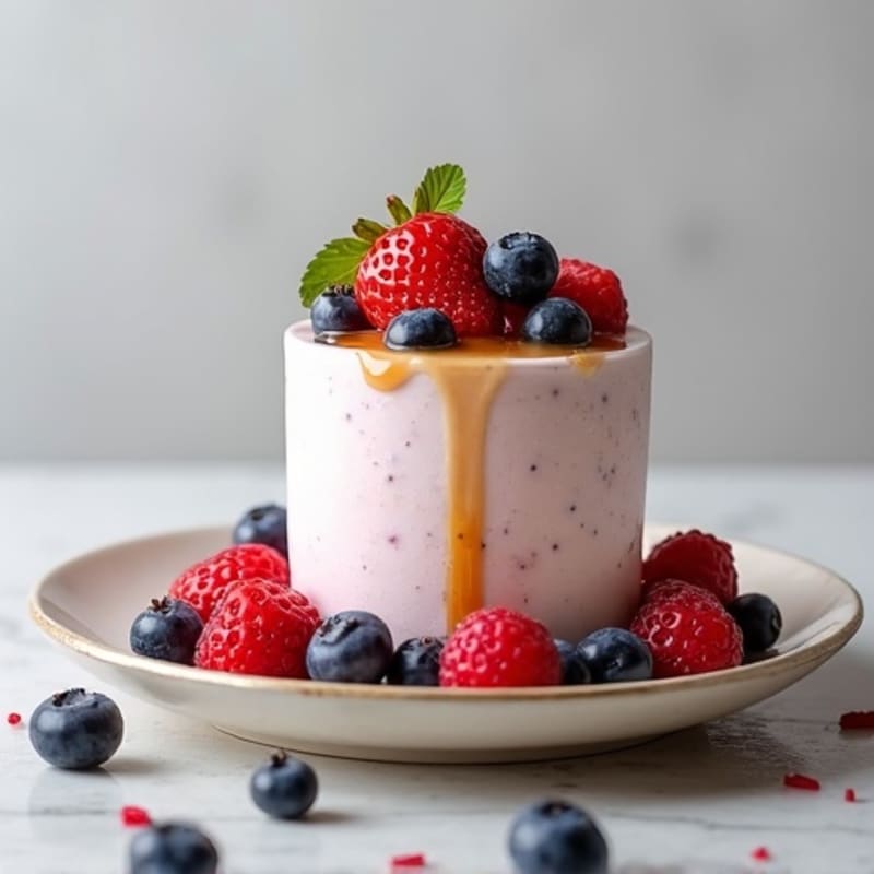 Greek Yogurt Protein Mousse with Mixed Berries