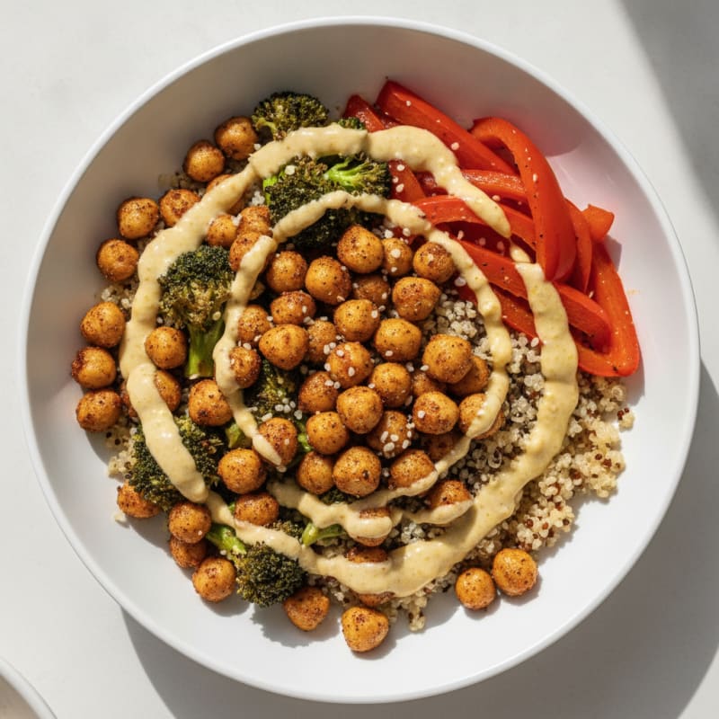 Roasted Vegetable and Chickpea Grain Bowl
