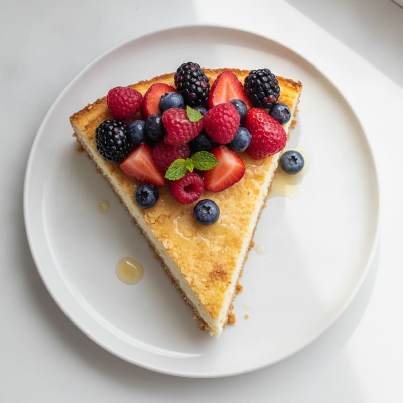Greek Yogurt Protein Cheesecake with Mixed Berries