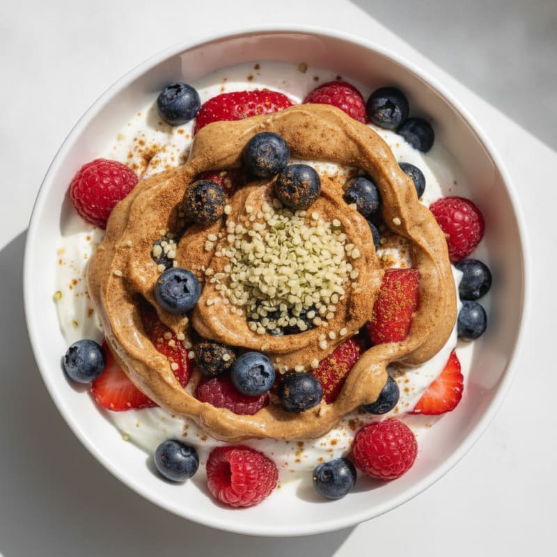Creamy Greek Yogurt Parfait with Mixed Berries and Almond Butter
